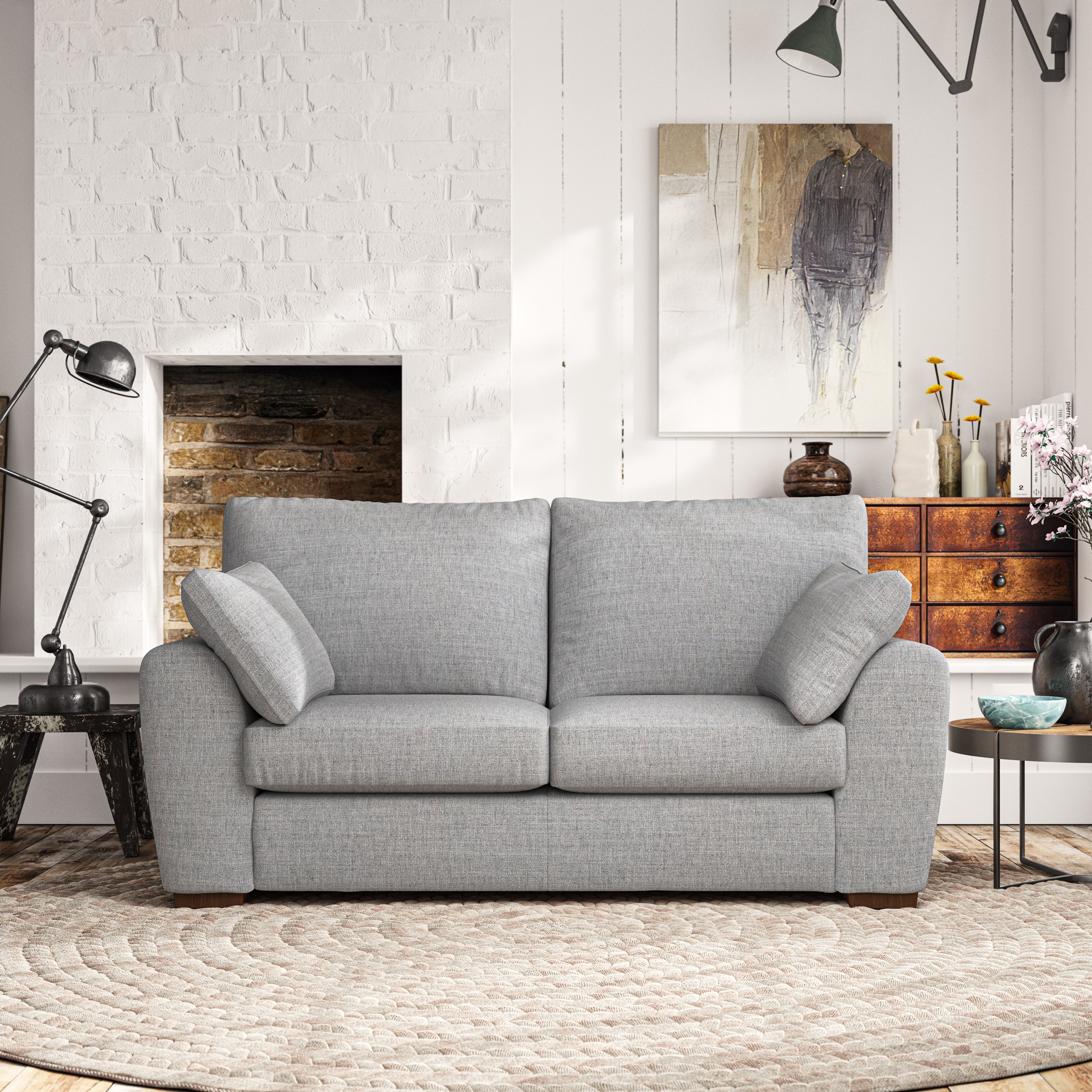 Madison Large 2 Seater Sofa Chunky Tonal Weave Silver