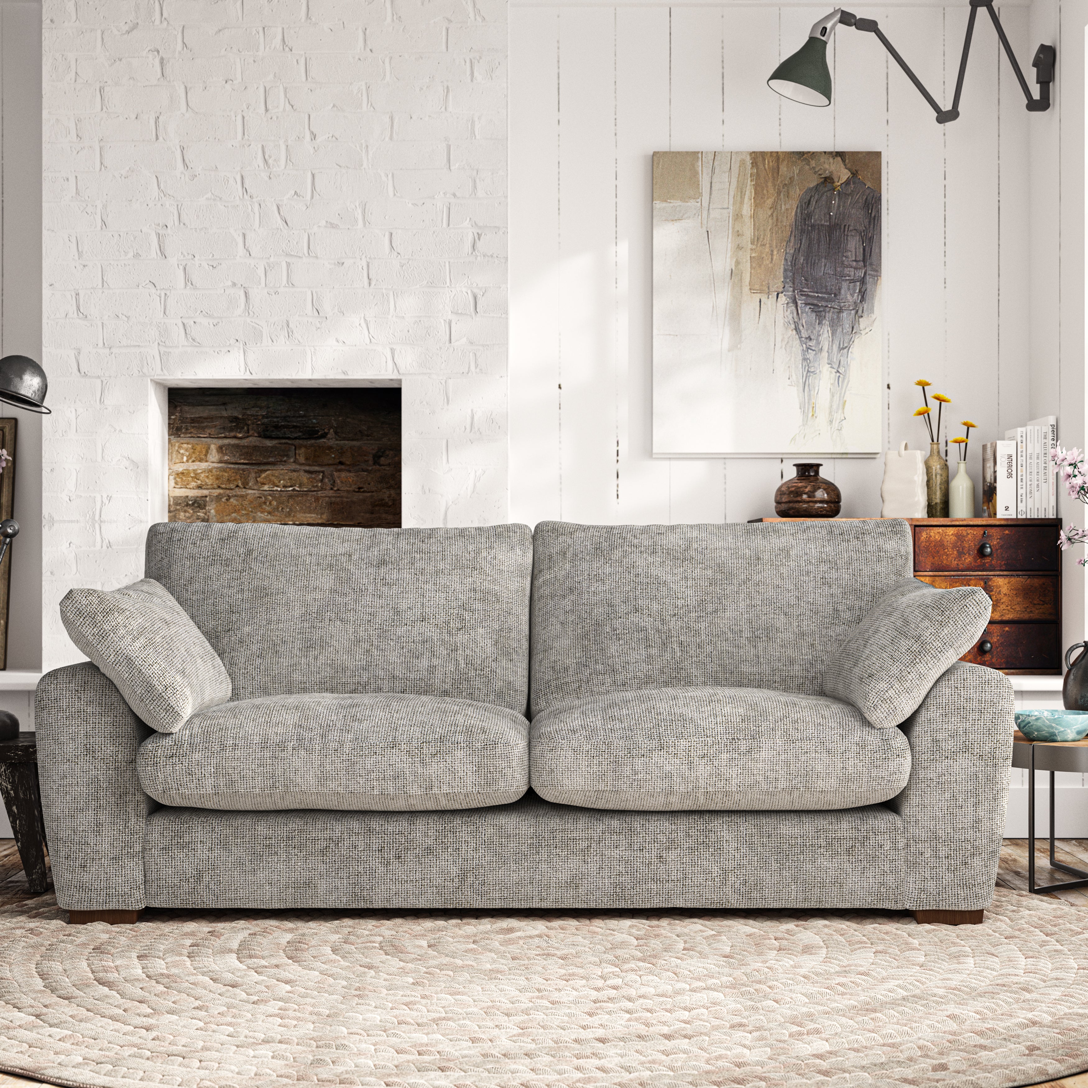 Madison Large 3 Seater Sofa Chunky Chenille Silver