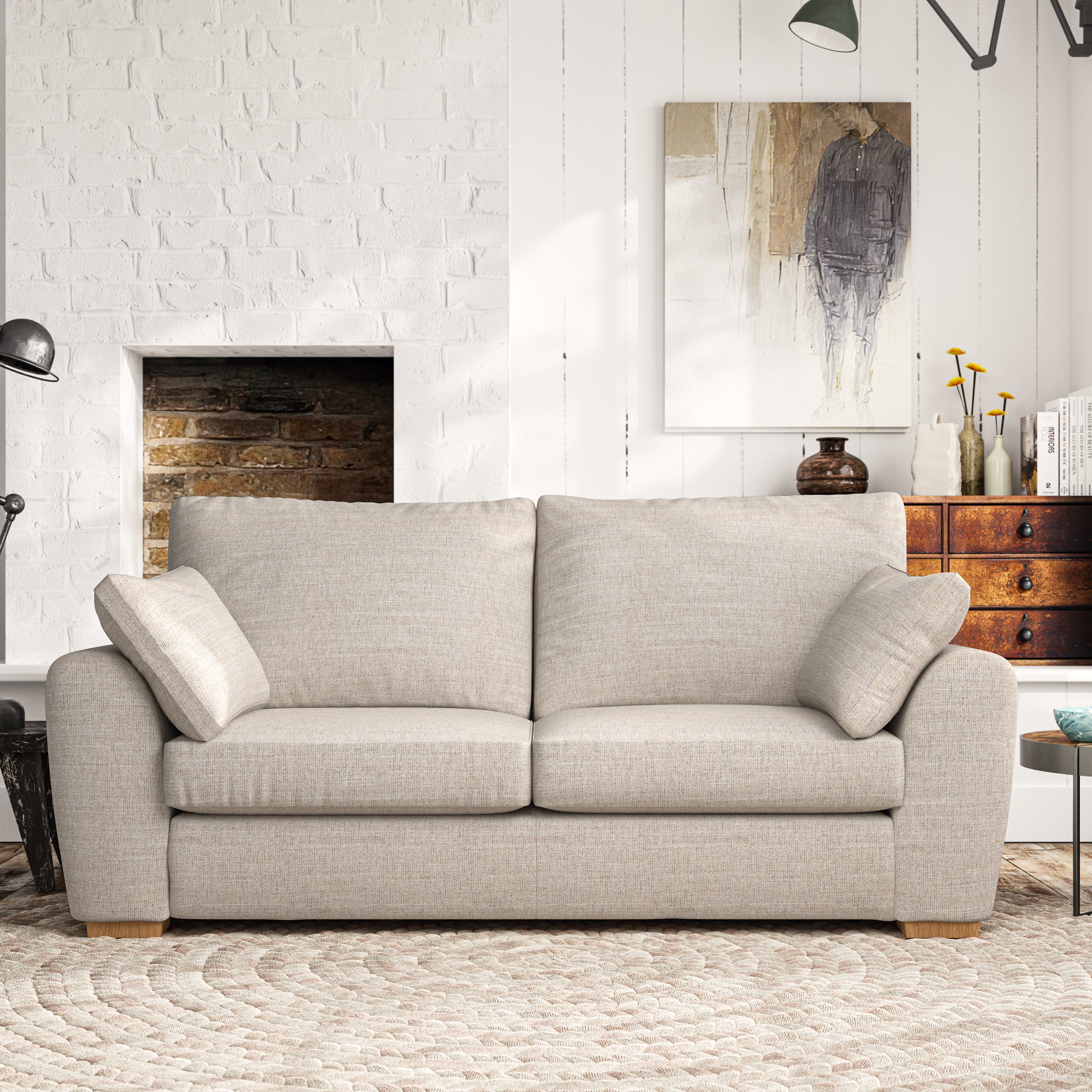 Madison 3 Seater Sofa Chunky Tonal Weave Natural