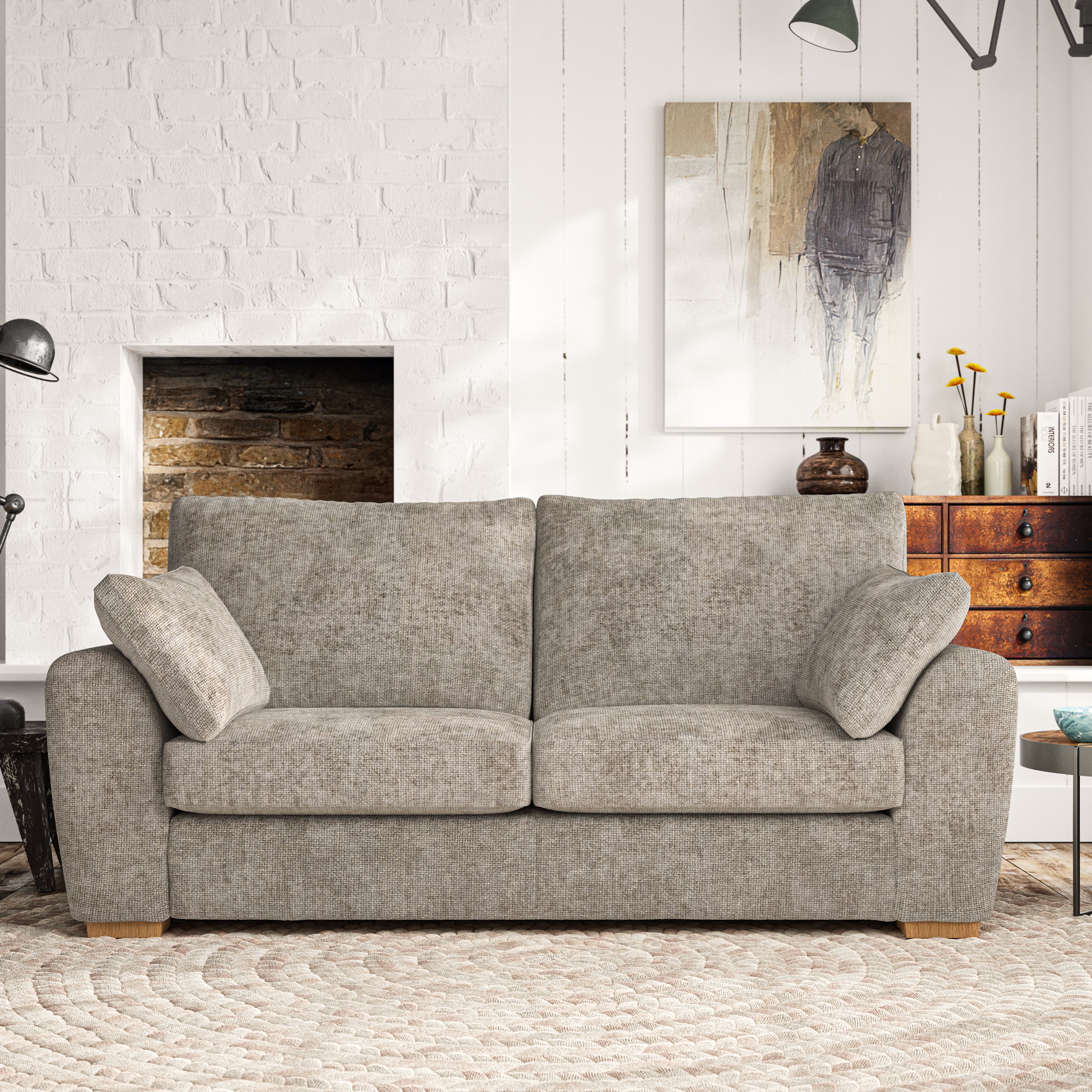 Madison 3 Seater Sofa Chunky Chenille Mushroom