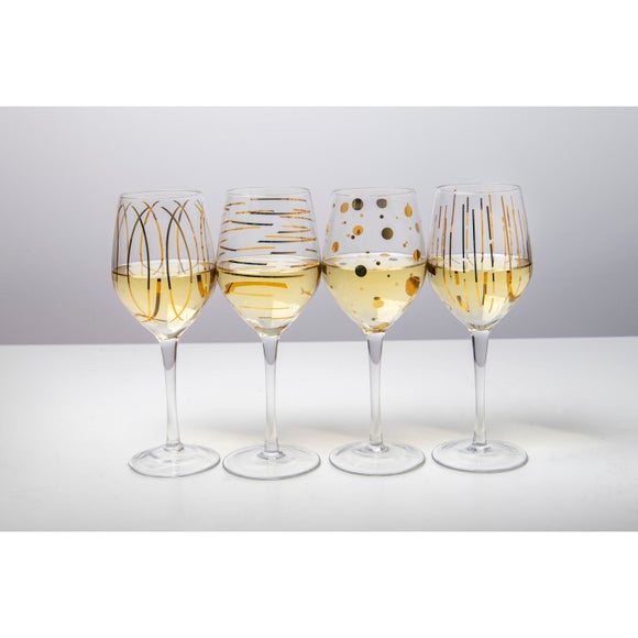 Photos - Glass Mikasa Cheers Gold Set of 4 Wine Glasses 