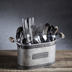 Large Divided Metal Cooking Utensils Holder