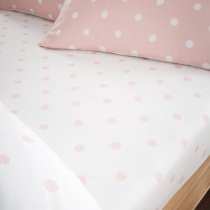 Catherine Lansfield Polka Dot 100 Brushed Cotton Fitted Sheet