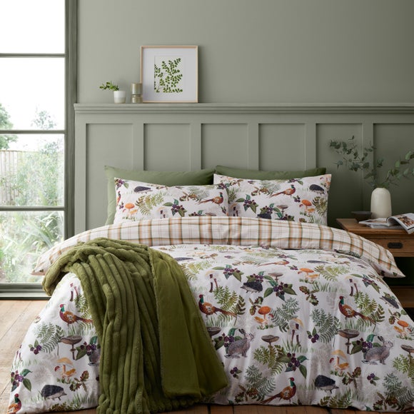 Catherine Lansfield Soft Velvet Woodland Walk Duvet Cover And Pillowcase Set