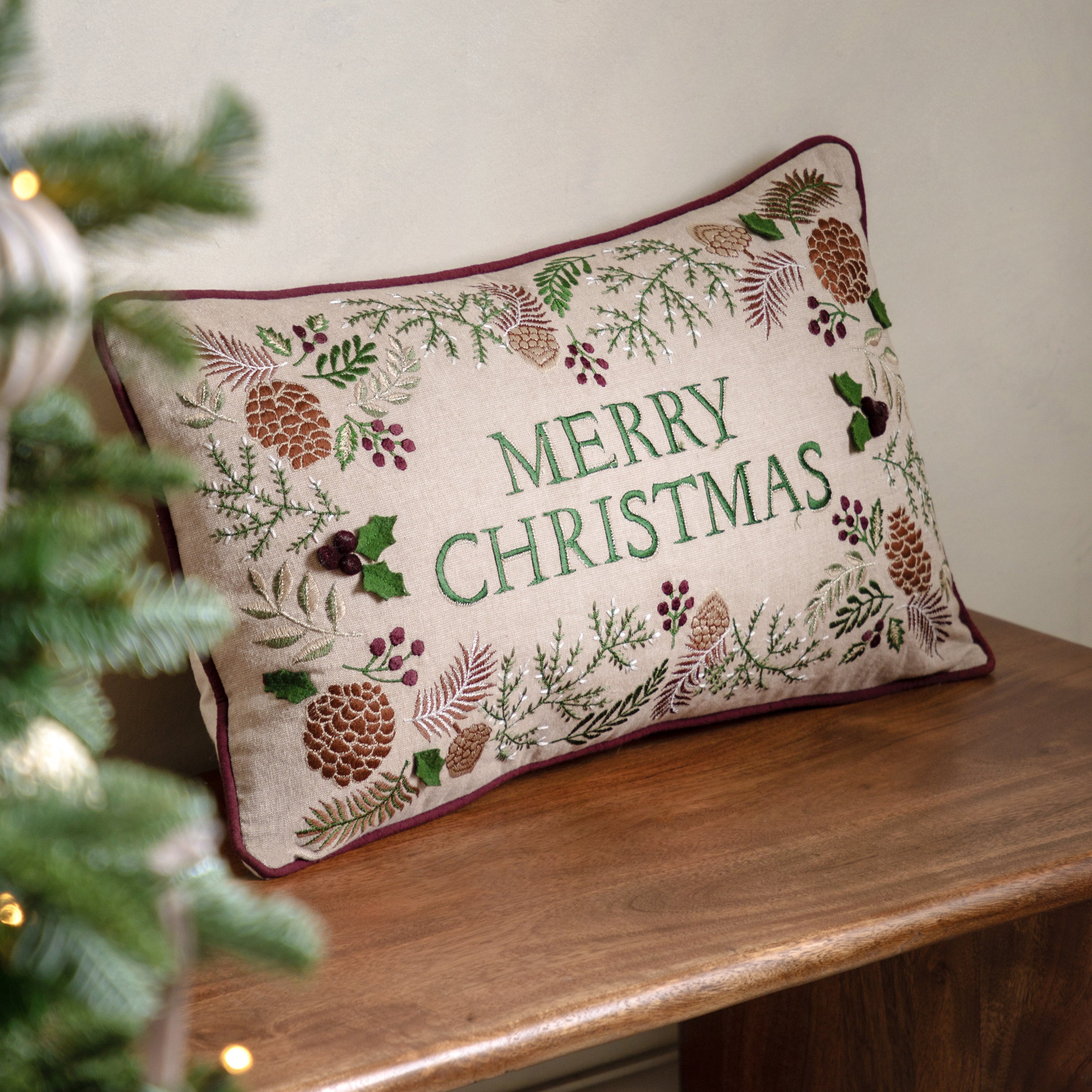 Winter Warmth Merry Christmas Square Cushion