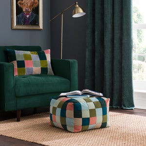 Eliza Patchwork Cube Pouffe