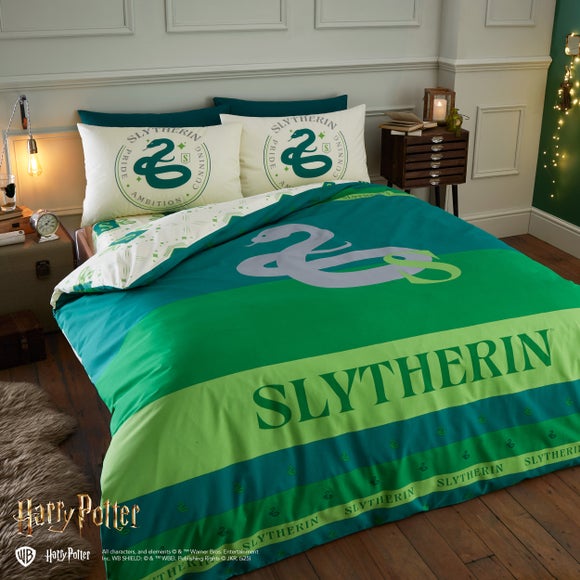 Harry Potter Slytherin Reversible Duvet Cover And Pillowcase Set