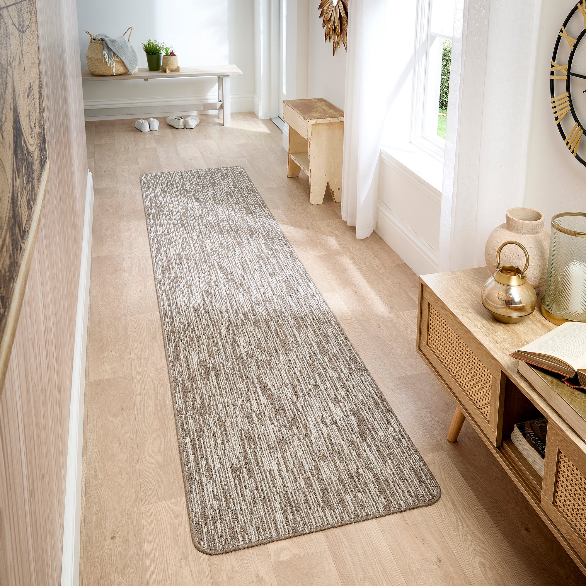 Marvel Boucle Broken Stripe Washable Runner Broken Stripe Natural