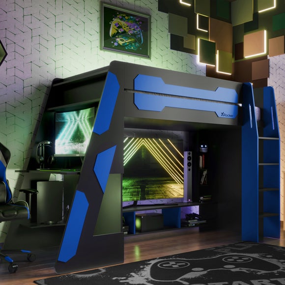 X Rocker Garrison High Sleeper Gaming Bed With Desk