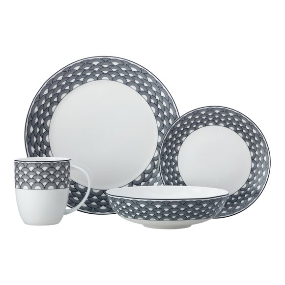 Maxwell & Williams Harlequin 16 Piece Dinner Set Grey
