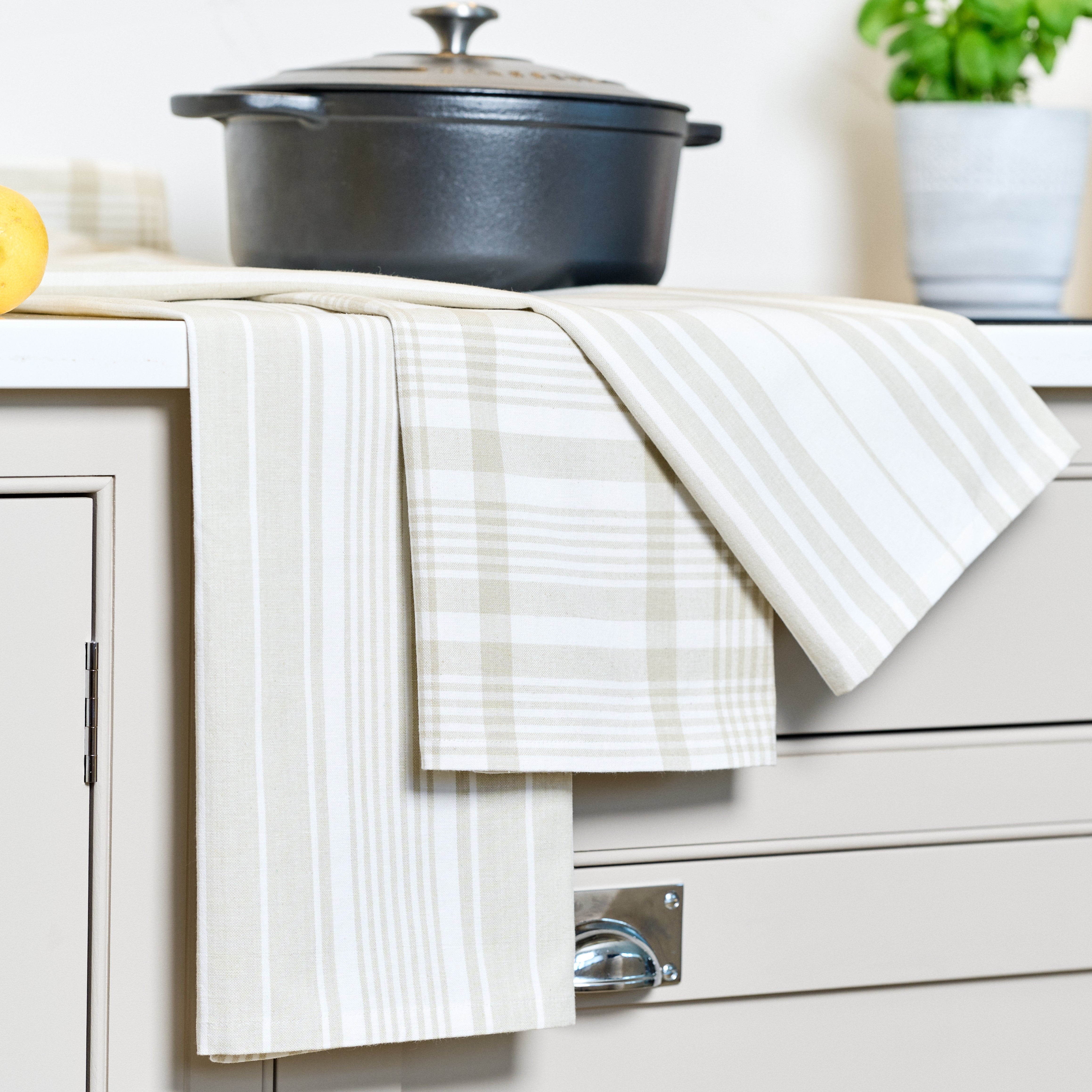 Dexam Love Colour Set Of 3 Extra Large Tea Towels Stone