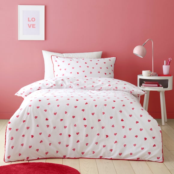 Red Hearts 100 Cotton Duvet Cover And Pillowcase Set