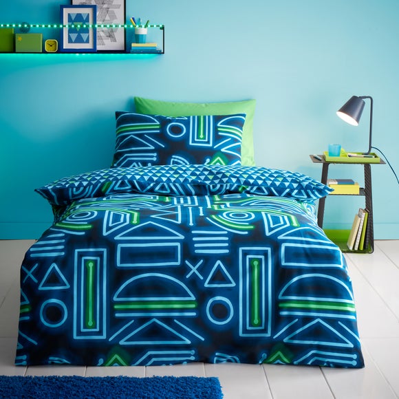 Click to view product details and reviews for Neon Gamer Reversible Duvet Cover And Pillowcase Set.