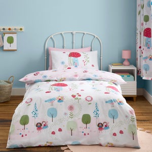 Toadstool Fairies Reversible Polycotton Duvet Cover & Pillowcase Set
