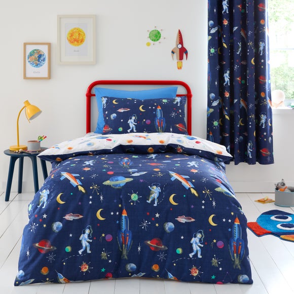 Space 100 Cotton Reversible Duvet Cover And Pillowcase Set