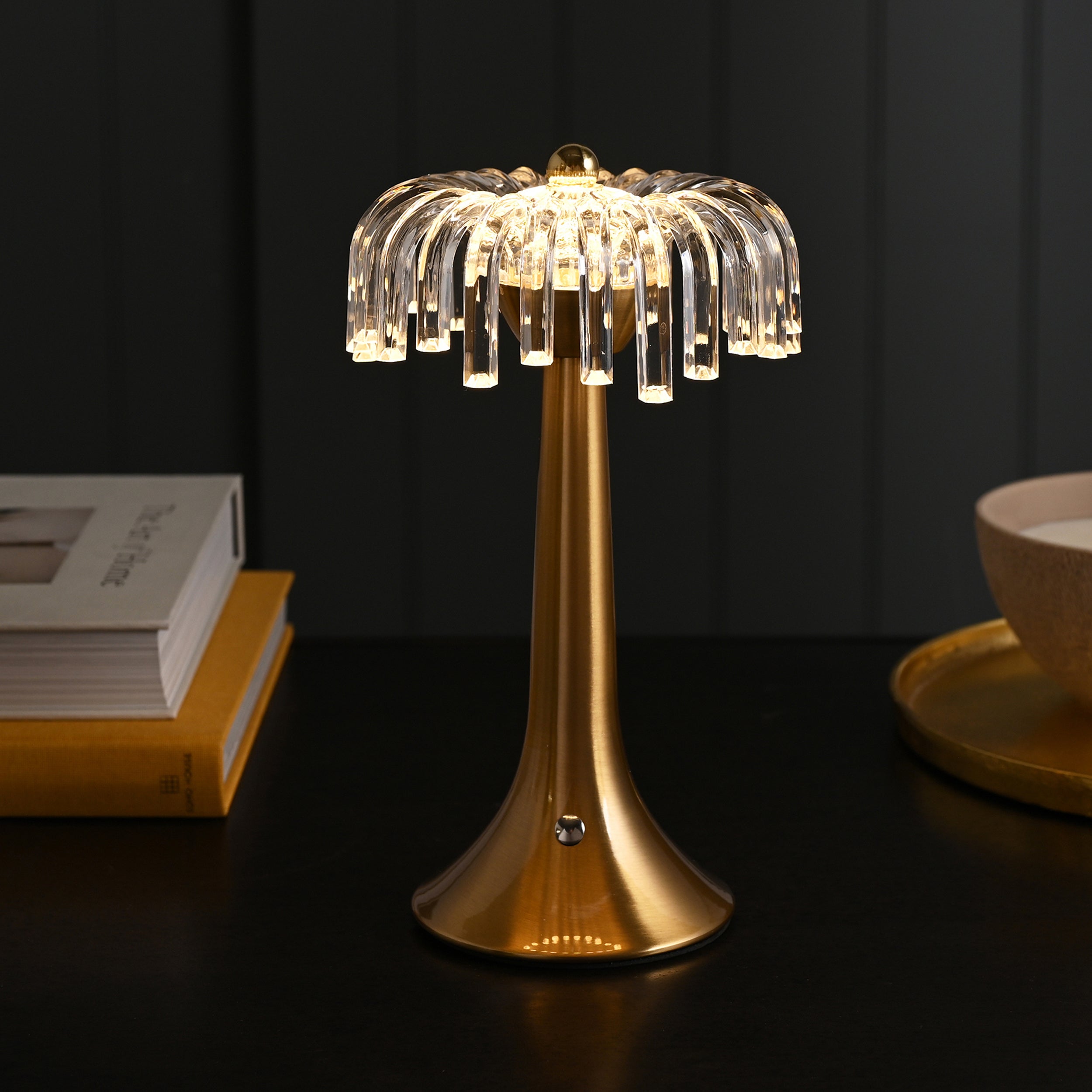 Photos - Desk Lamp Hestia Bronze Base Crystal Trim Rechargeable Colour Changing LED Touch Tab