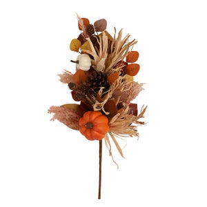 Set Of 2 Artificial Pumpkin & Pinecone Stem