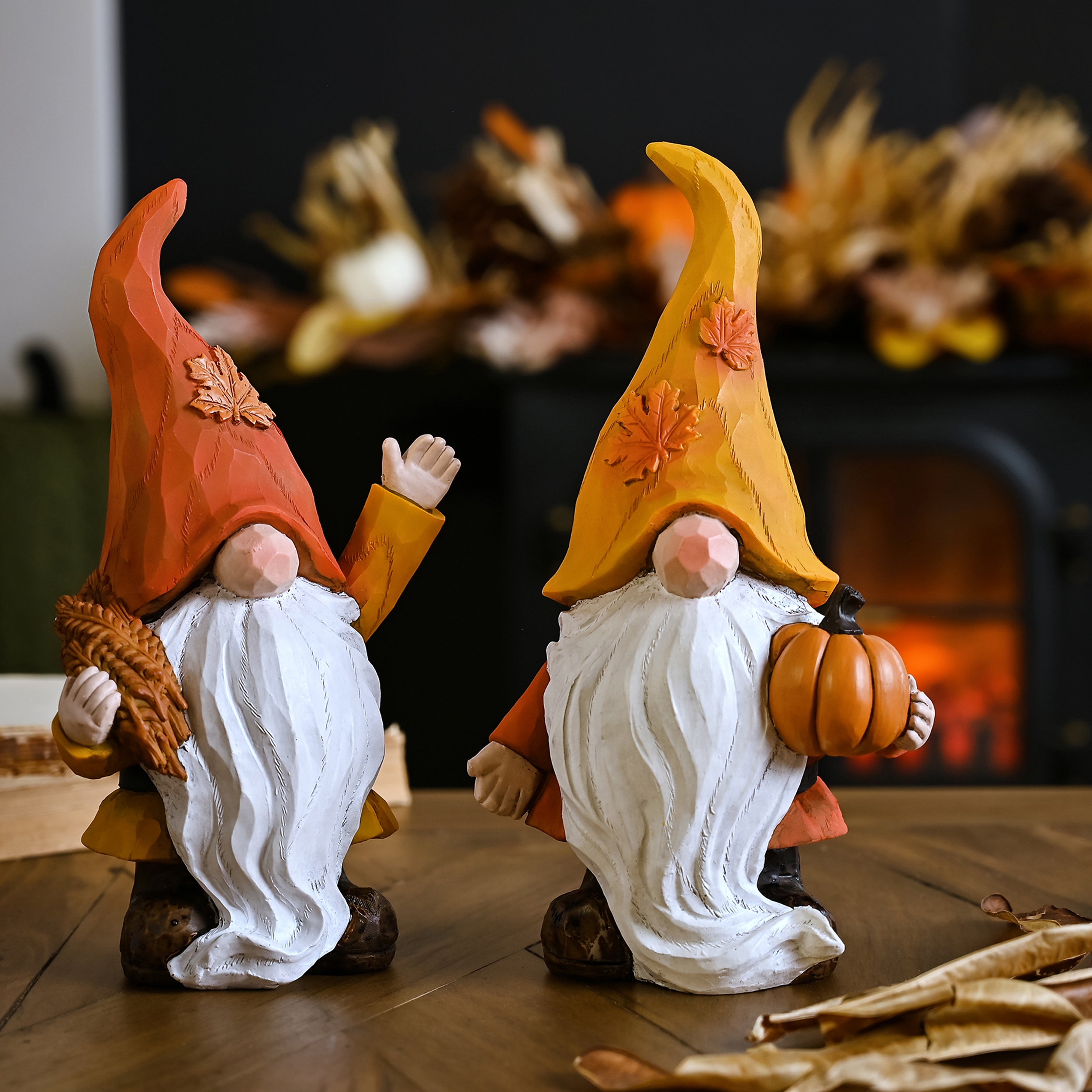 Autumn Gnome Holding A Pumpkin Ornament Orange