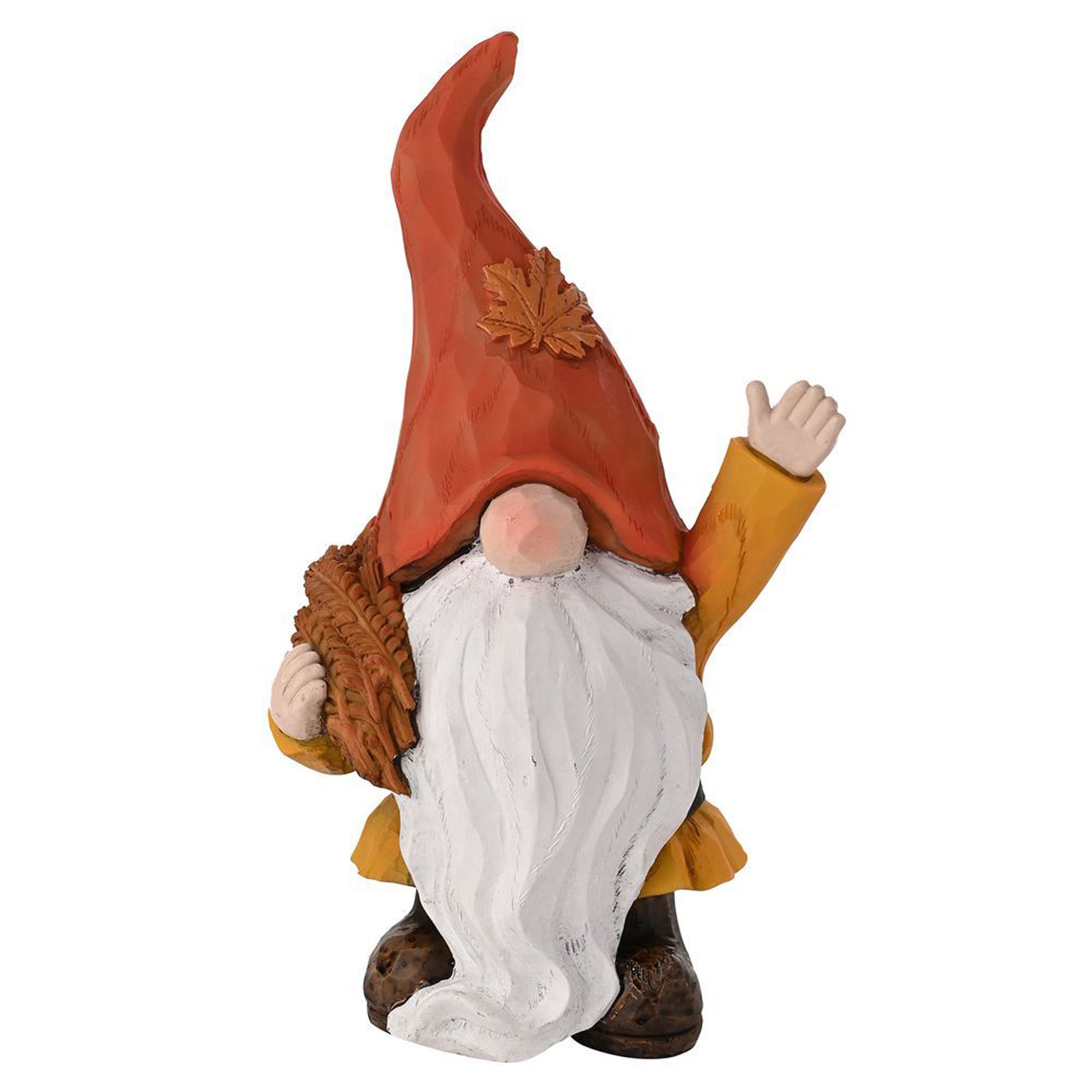 Autumn Gnome Holding Wheat Ornament Orange