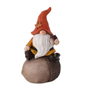 Autumn Gnome Sat On Acorn Ornament