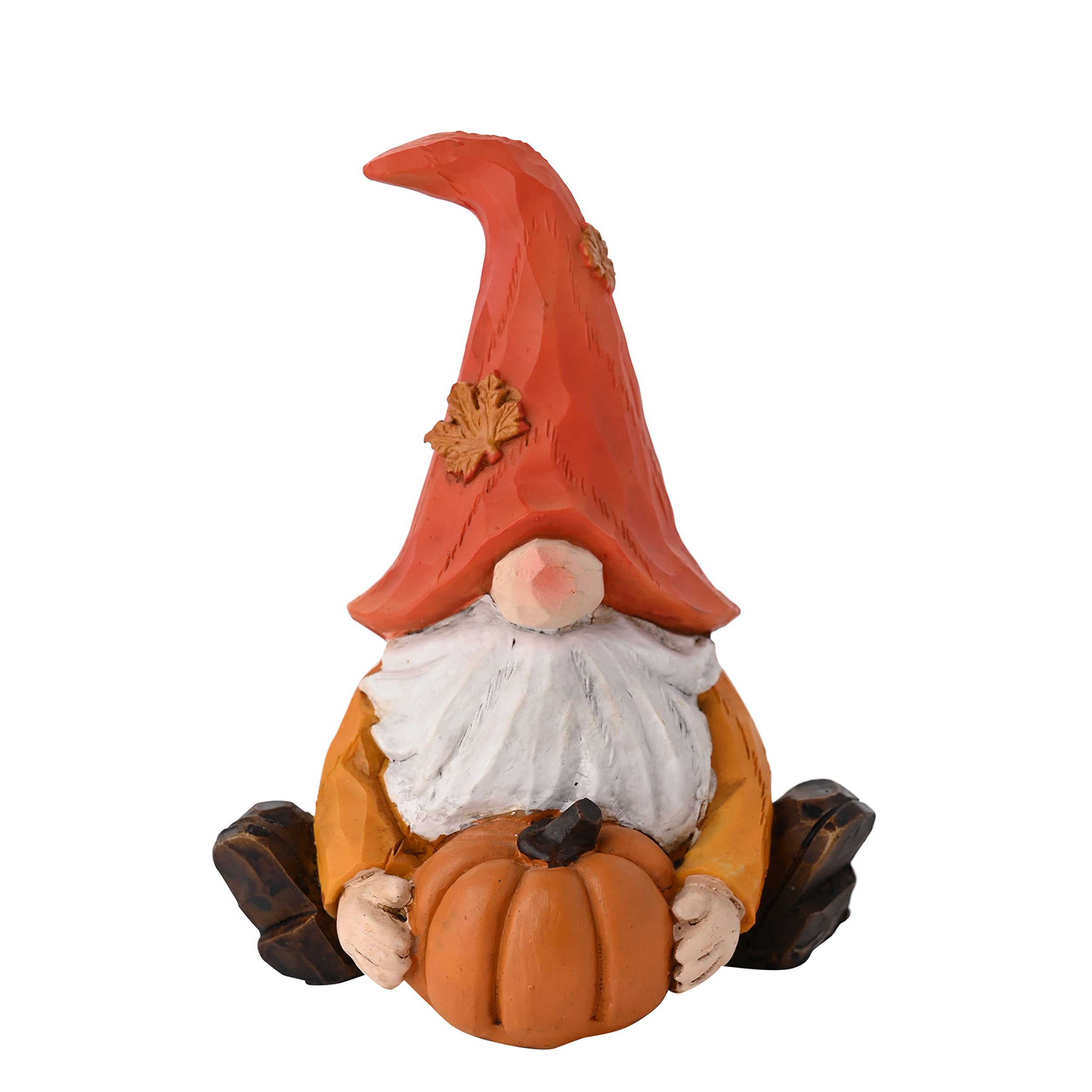 Autumn Gnome Sat On Pumpkin Ornament Orange