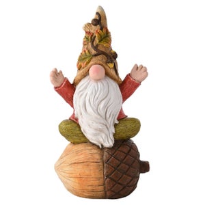 Autumn Gnome Sat On Acorn Indoor Outdoor Ornament