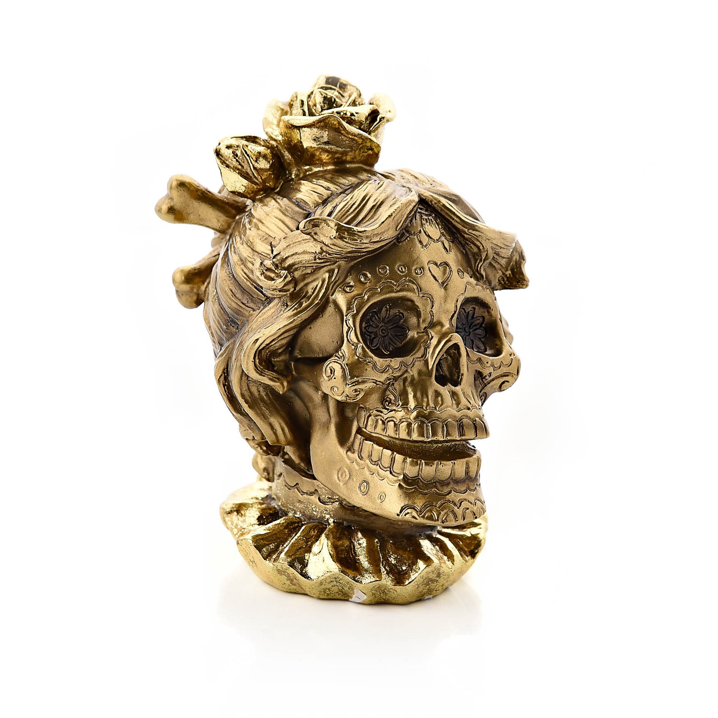 Gold Skull Resin Ornament Gold