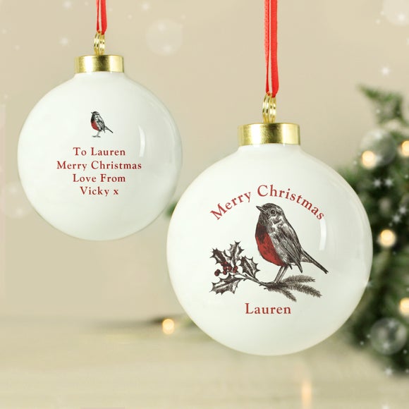 Personalised Robin Bauble Dunelm