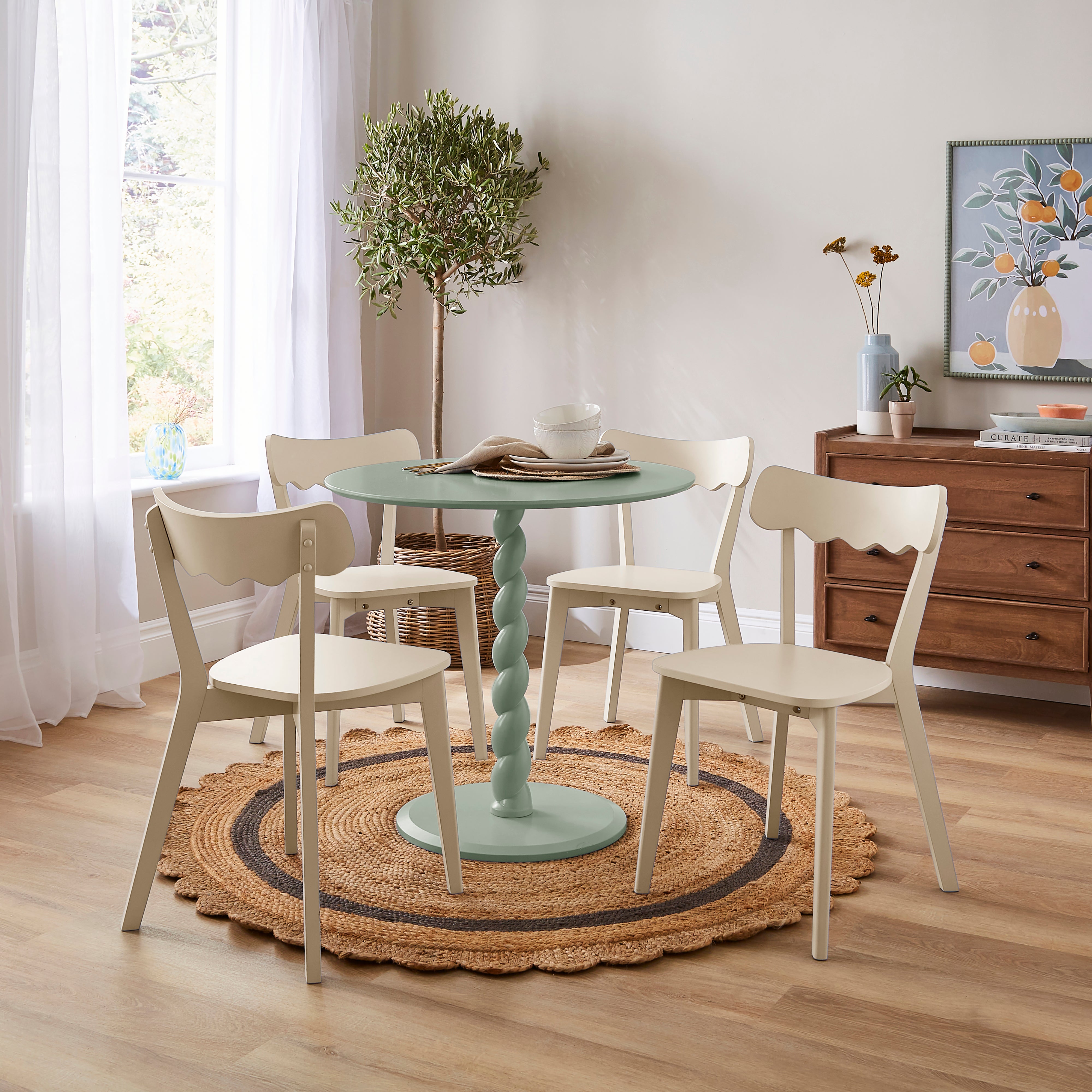 Fifi 4 Seater Round Dining Table, Pine Wood