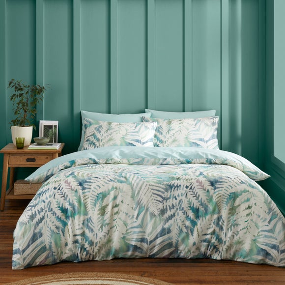 Palm House Fern 180 Thread Count Cotton Sateen Duvet Cover Pillowcase Set