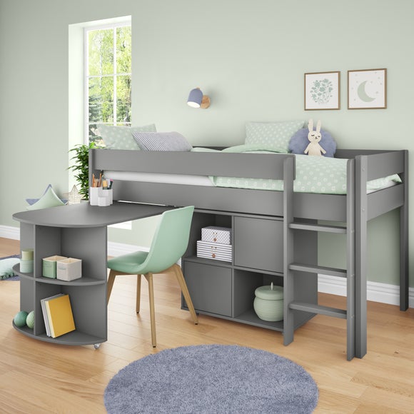 Uno Midsleeper With Pull Out Desk And Cube Unit Pine