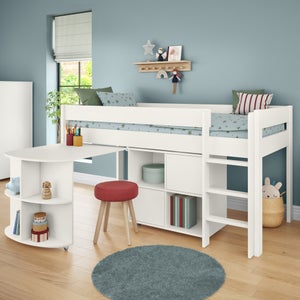 Uno Midsleeper With Pull Out Desk And Cube Unit Pine
