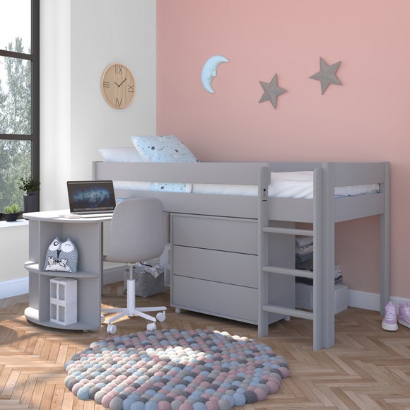 Stompa Uno Midsleeper With Pull Out Desk And Chest Of Drawers Pine