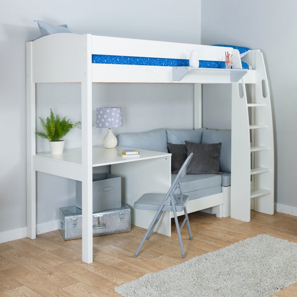 Stompa Uno High Sleeper With Corner Sofa And Fixed Desk Pine