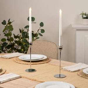 Set Of 2 Silver Candlestick Holders