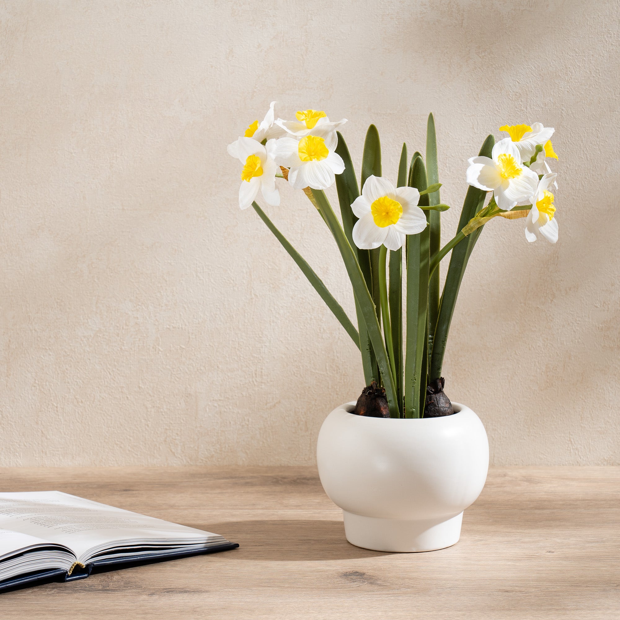 Artificial Daffodil Spray In Ceramic Plant Pot Yellow