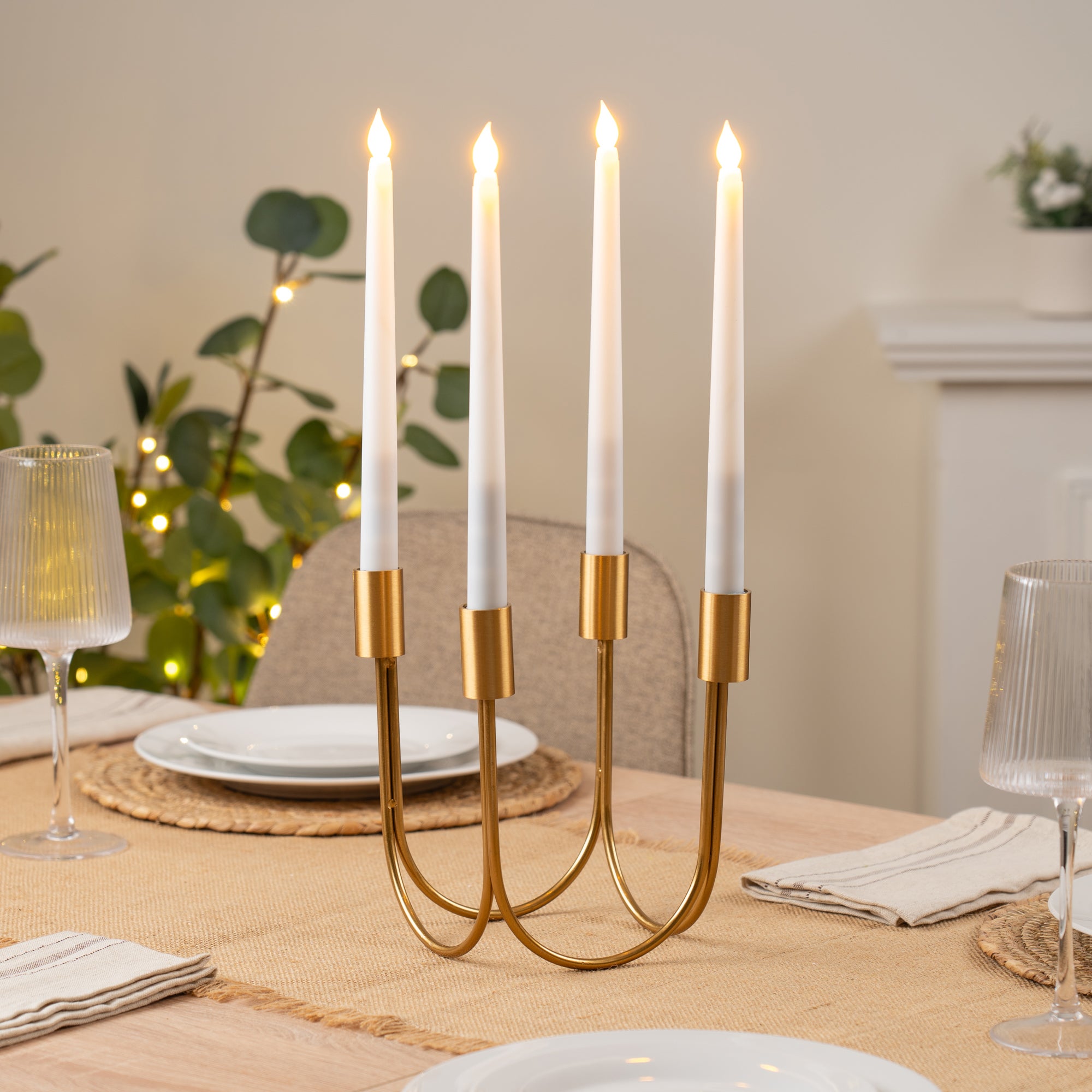 Chandelier Style Multi Arm Candlestick Holder Gold