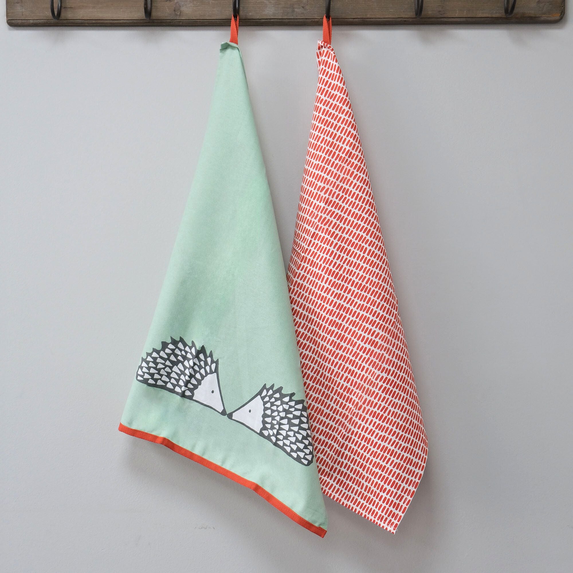 Scion Dexam Spike Hedgehog Set Of 2 Tea Towels Green