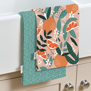 Dexam Exotic Fruit Set Of 2 Cotton Blush Tea Towels