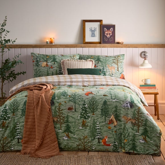 Lodge Wood 100 Cotton Duvet Cover And Pillowcase Set