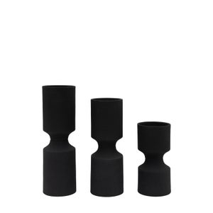 Cedar & Sage Set Of 3 Damita Black Candlestick Holders