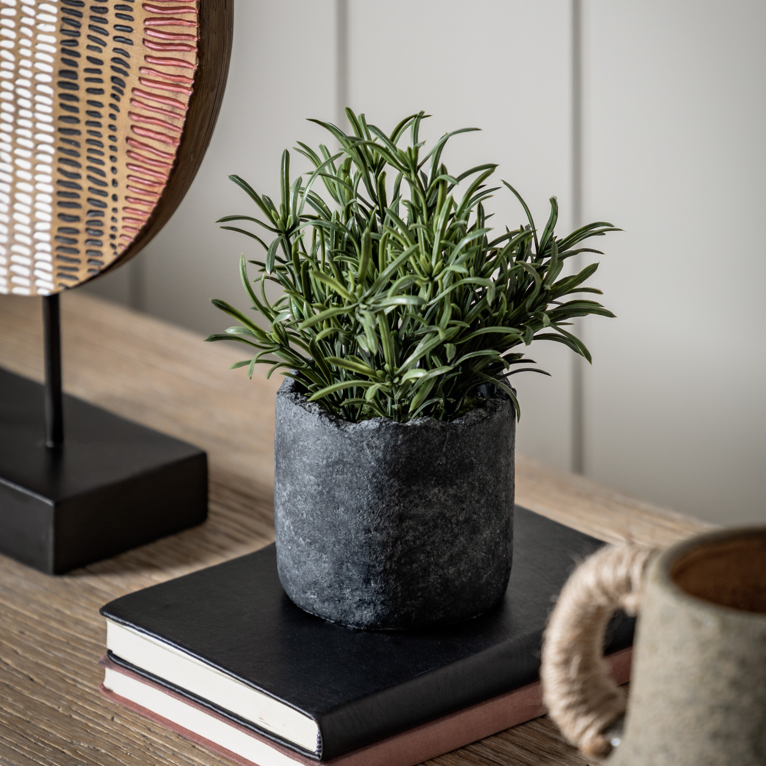 Artificial Fern In Cement Plant Pot Multicoloured