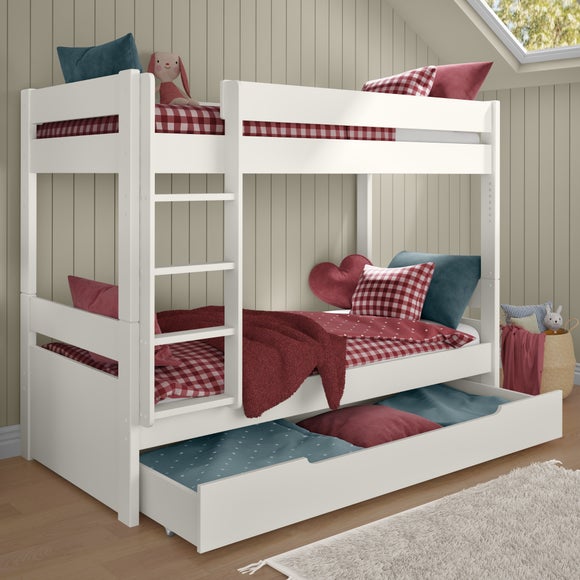 Stompa Uno Bunk Bed With Trundle Drawer Pine White