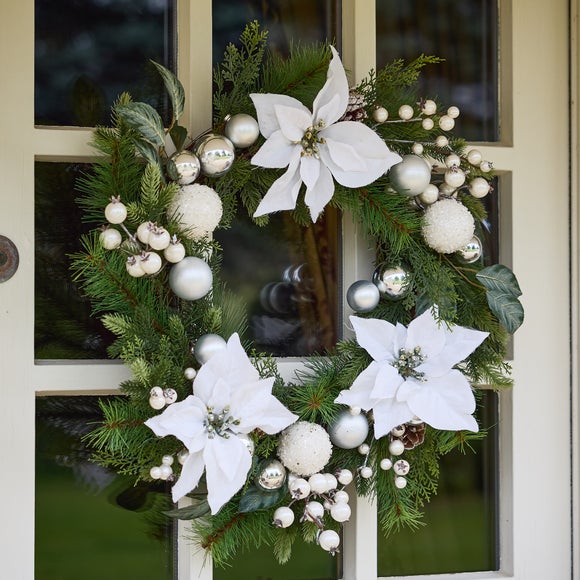 White Poinsettia Wreath