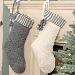 Set Of 2 Hygge Knitted Christmas Stockings