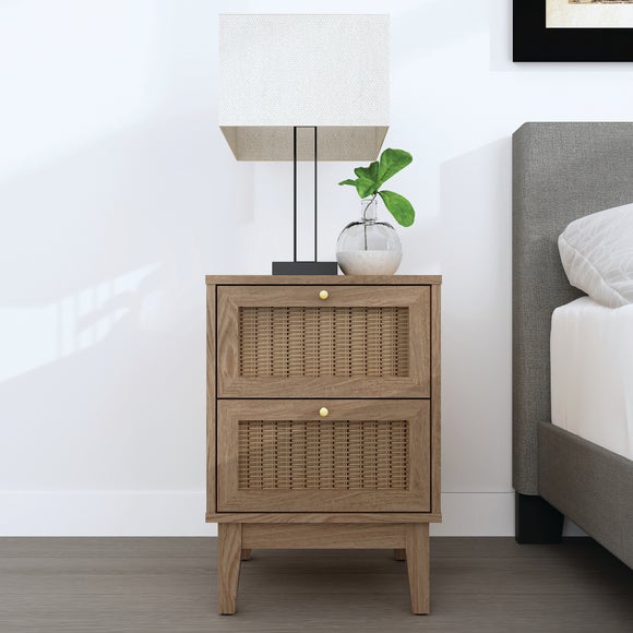 Return - Alexander 2 Drawer Bedside Cabinet, Light Wood