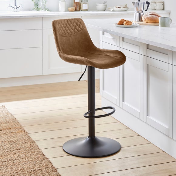 Walden Height Adjustable Bar Stool Faux Leather