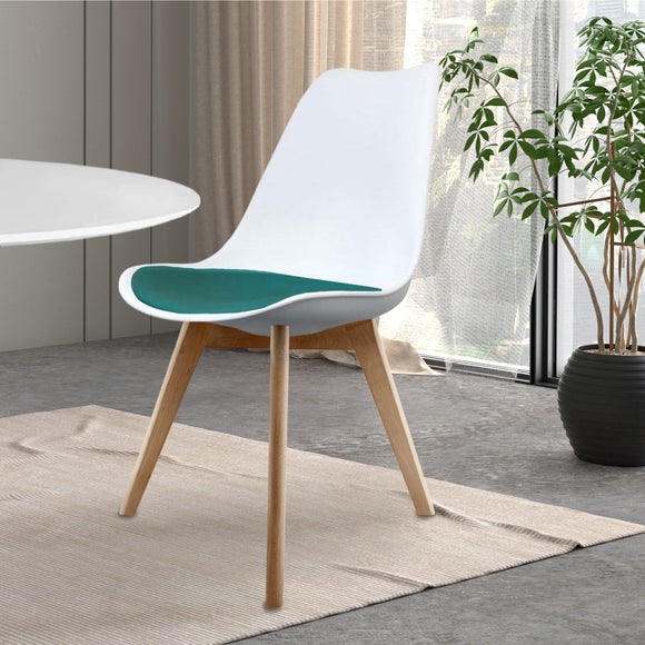 Fusion Living Soho White Plastic Dining Chair With Squared Legs