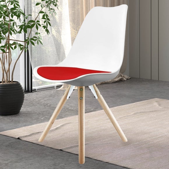 Fusion Living Soho White Plastic Dining Chair With Pyramid Legs