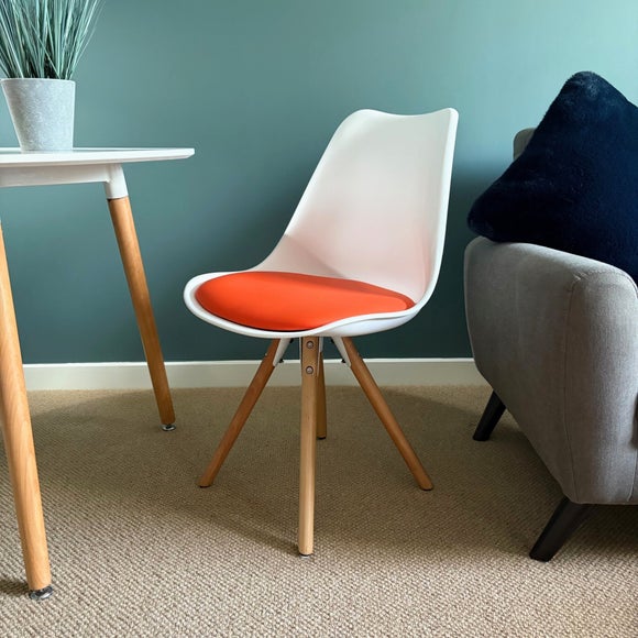 Fusion Living Soho White Plastic Dining Chair with Pyramid Legs